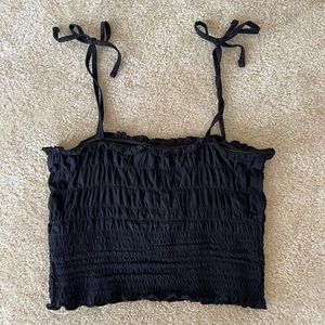 Black Drawstring Crop Top